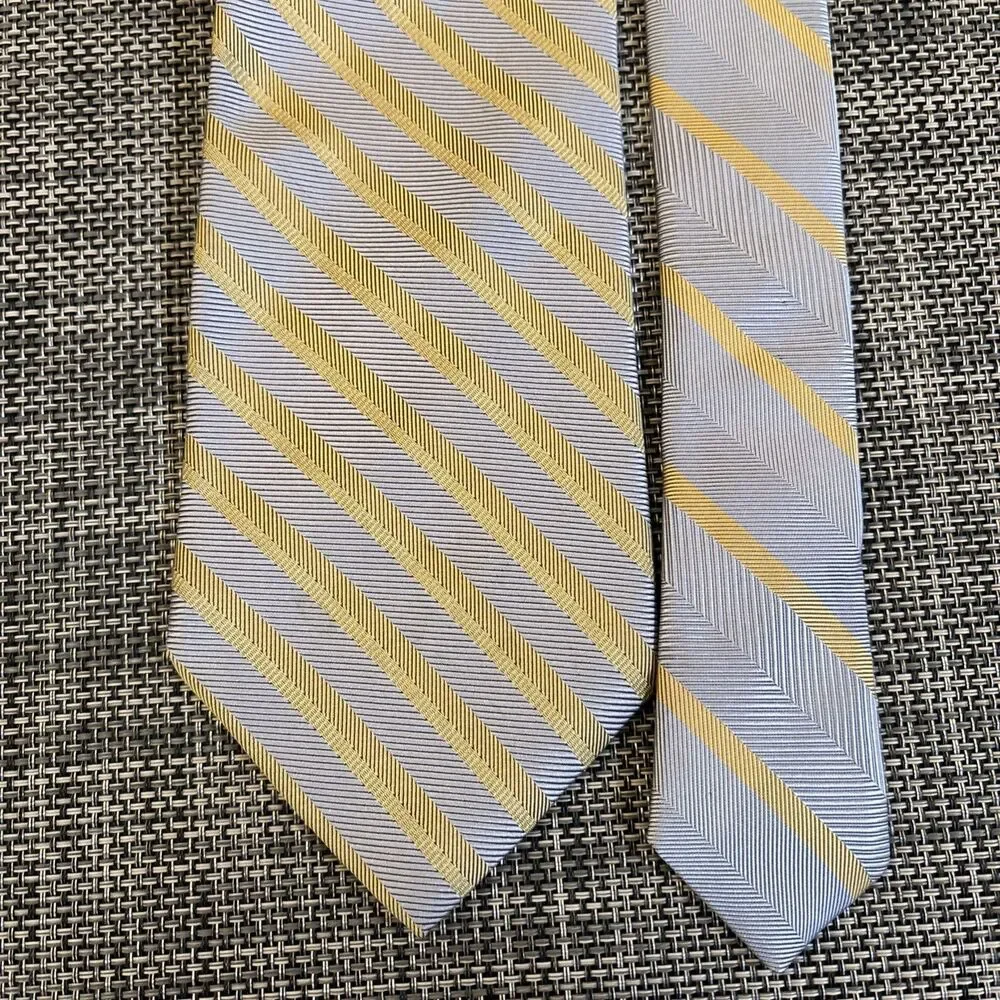 Jhane Barnes 100% Silk Necktie Tie Geometric Gray Gold Made in Japan